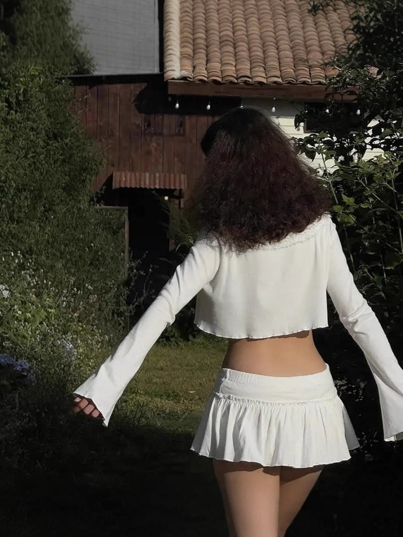 Elastic Waist Ruffle Mini Skirt