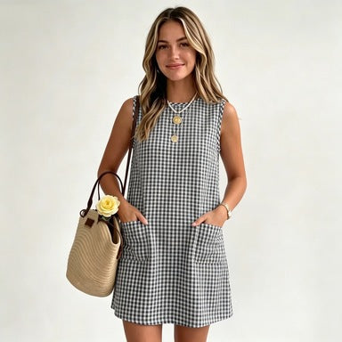 Sleeveless crew-neck dress