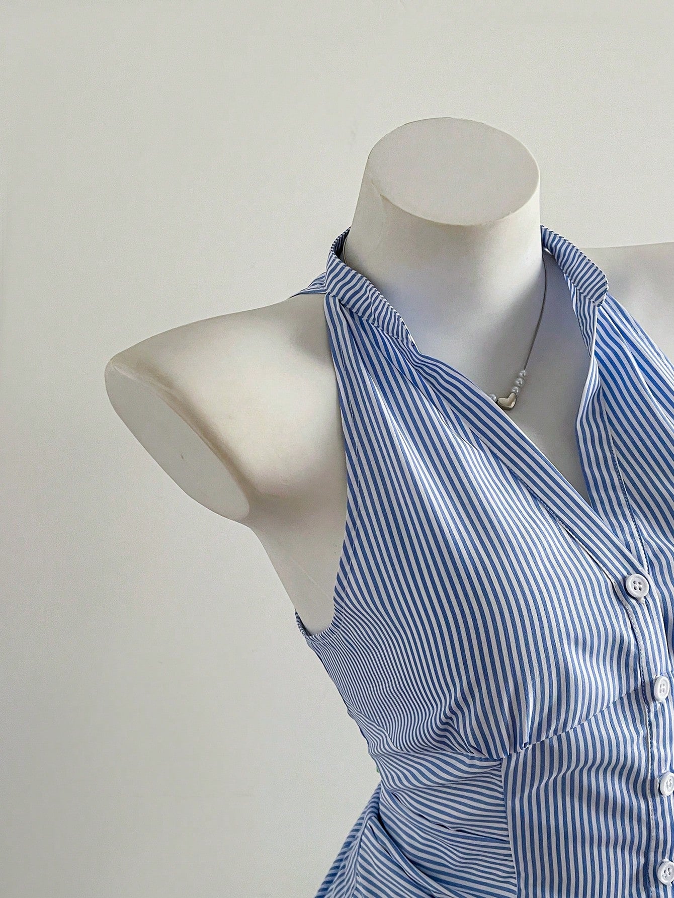 French-Style Waist-Cinching Striped Sleeveless Shirt