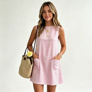Sleeveless crew-neck dress