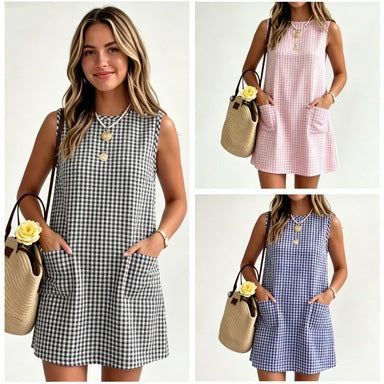 Sleeveless crew-neck dress
