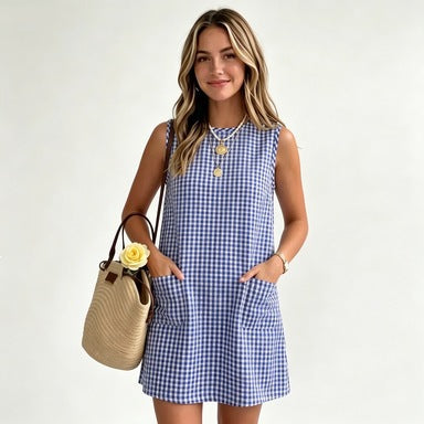 Sleeveless crew-neck dress